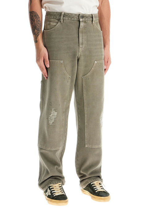 GOLDEN GOOSE Distressed Effect Trousers - Low Waist, Wide Straight Leg, Size IT 48