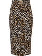 ELISABETTA FRANCHI Animal Print Belted Waist Skirt - Mid Length