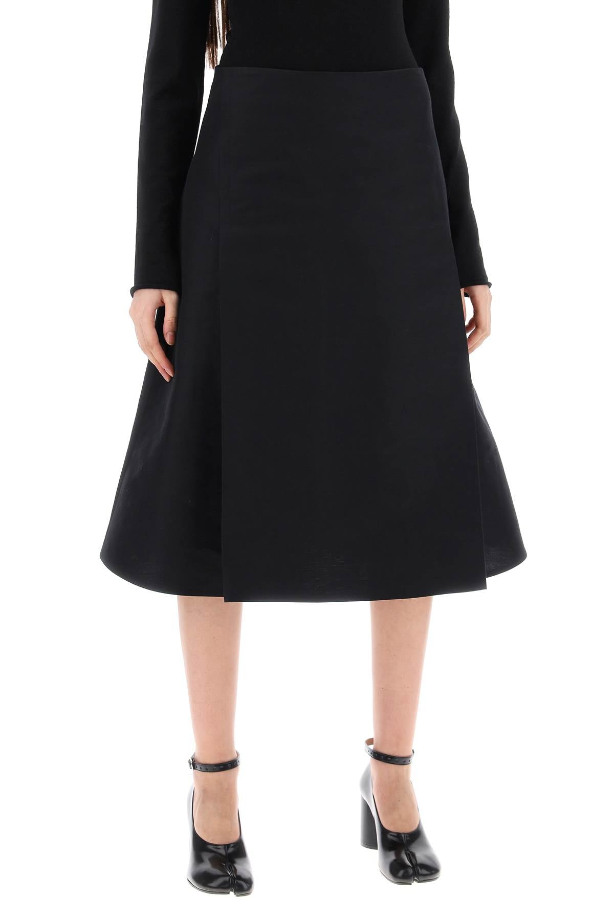 MARNI Black Cotton Flared Midi Skirt for Women - SS24 Collection