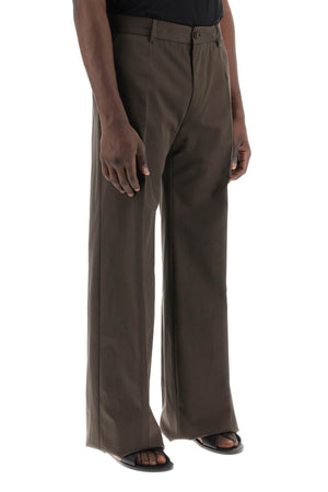 DOLCE & GABBANA Men's Tailored Cotton Trousers in Brown