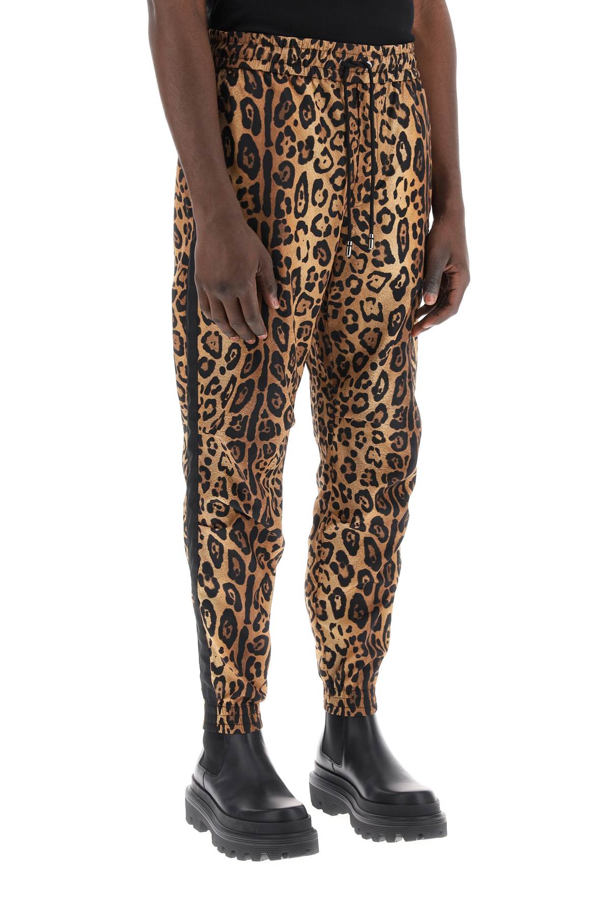 DOLCE & GABBANA Leopard Print Nylon Jogger Pants for Men