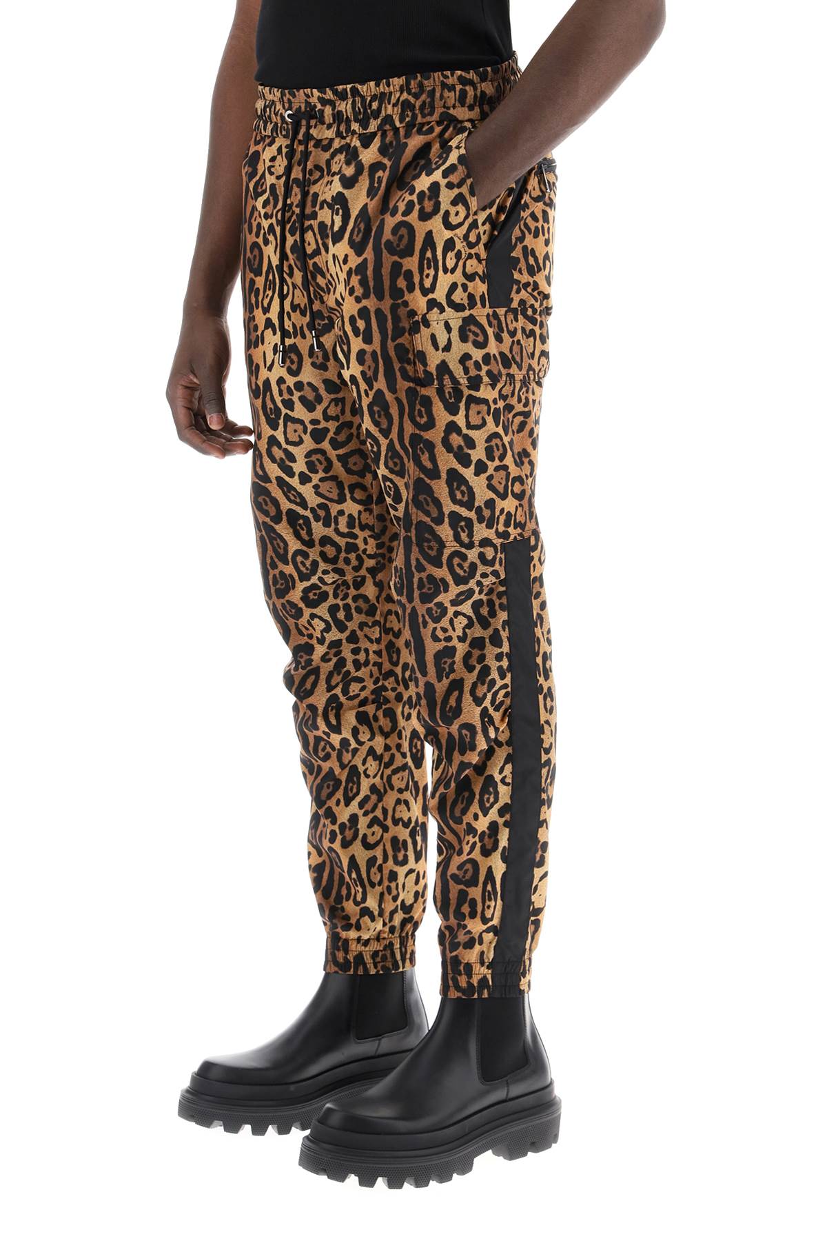 DOLCE & GABBANA Leopard Print Nylon Jogger Pants for Men