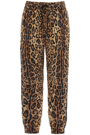 DOLCE & GABBANA Leopard Print Nylon Jogger Pants for Men