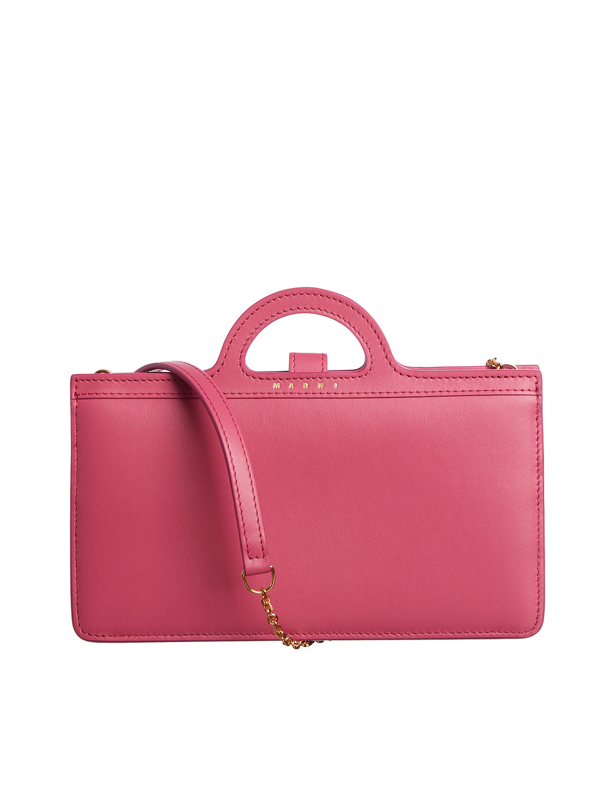 MARNI Pink Leather Top-Handle Pochette with Shoulder Strap for Women