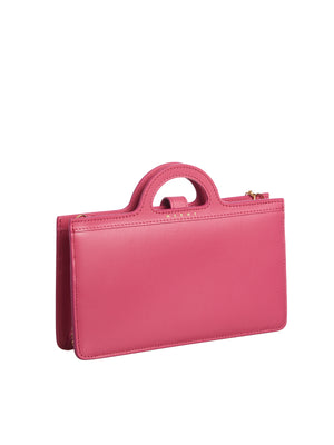 MARNI Pink Leather Top-Handle Pochette with Shoulder Strap for Women