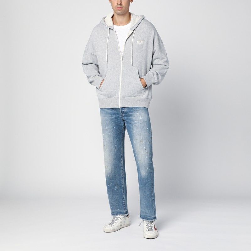 GOLDEN GOOSE Men's Zip-Up Sweatshirt in Grey Melange