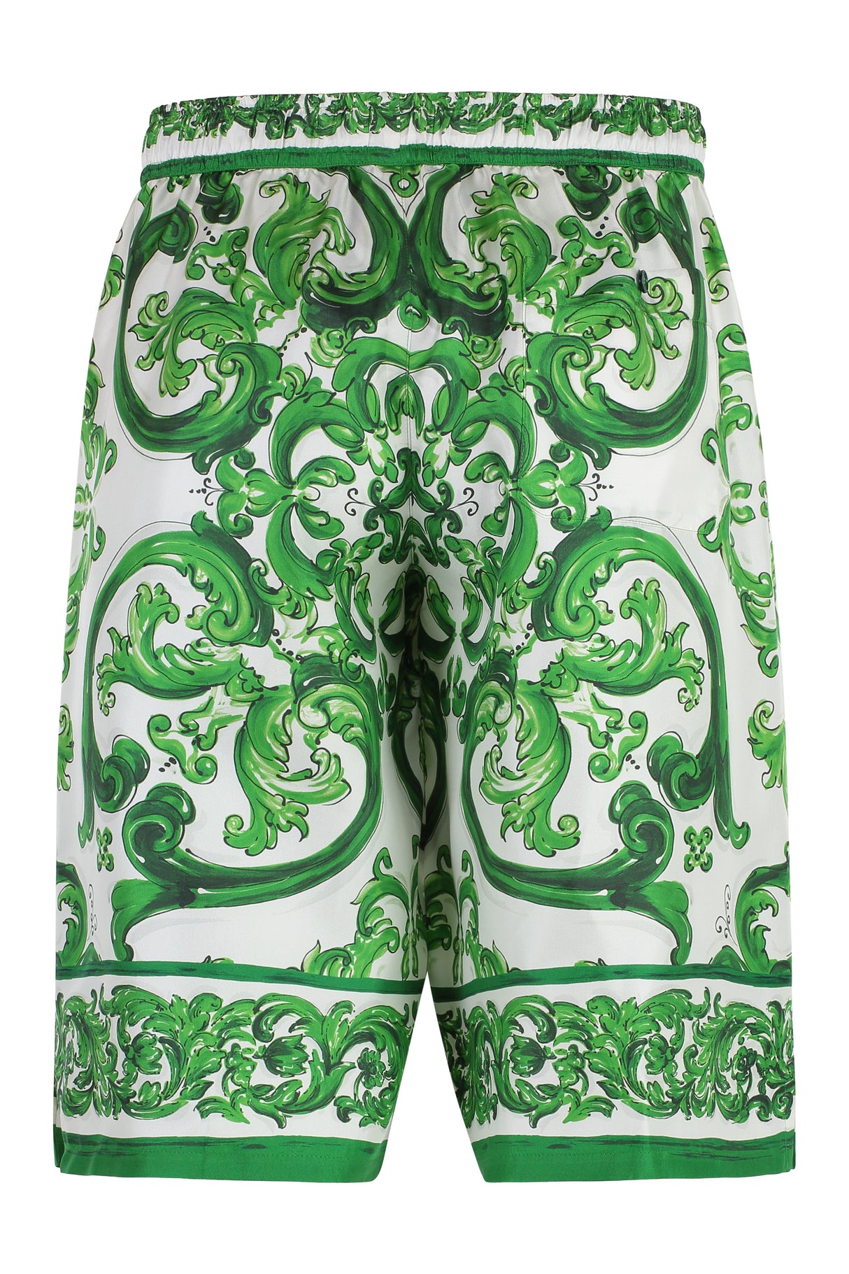 DOLCE & GABBANA Luxury Silk Bermuda Shorts with Maiolica Print