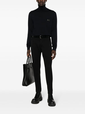 DOLCE & GABBANA Black Tailored Trousers in Virgin Wool for Men