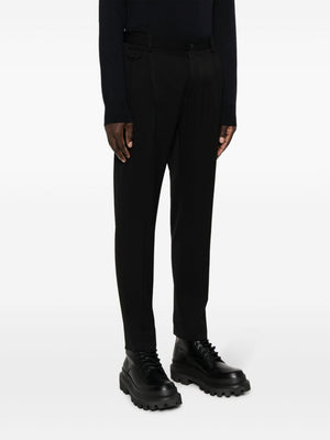 DOLCE & GABBANA Black Tailored Trousers in Virgin Wool for Men