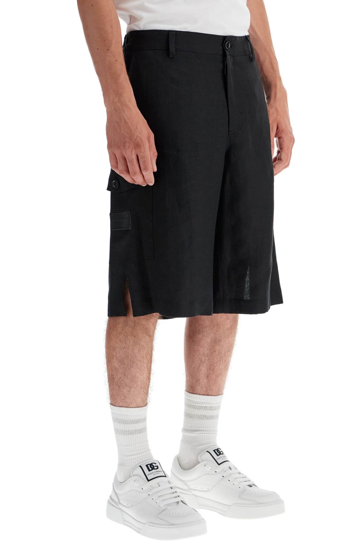 DOLCE & GABBANA Linen Cargo Bermuda Shorts for Men