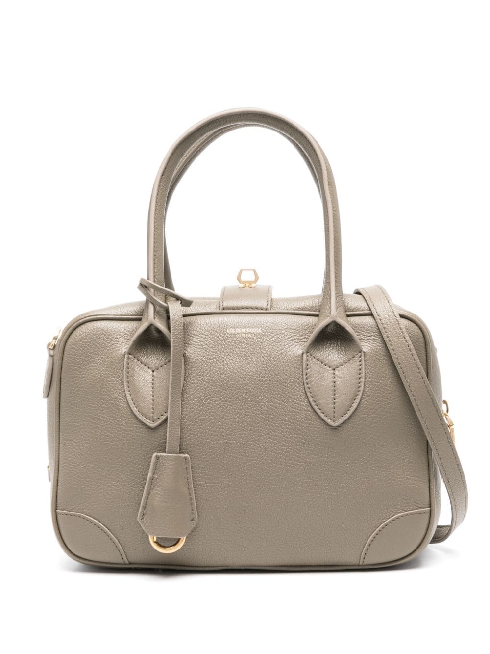 GOLDEN GOOSE DARK OLIVE LEATHER HANDBAG WITH HARDWARE