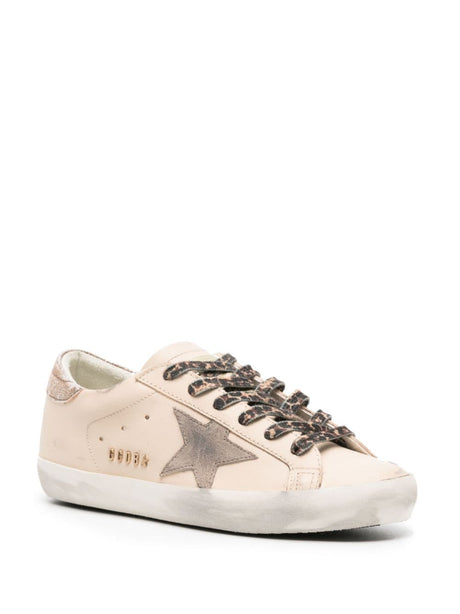 GOLDEN GOOSE Smoke Grey/Beige/Brown Super-Star Leather Suede Sneakers for Women