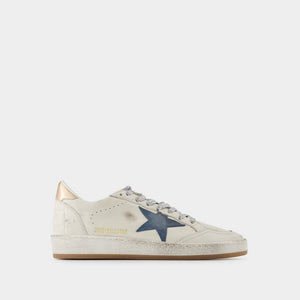 GOLDEN GOOSE Chic Ball Star White and Smoke Blue Leather Sneakers