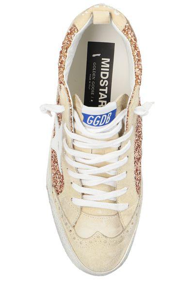 GOLDEN GOOSE Peach Pearl White Mid Star Sneakers