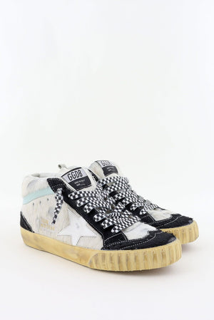 GOLDEN GOOSE White Black Aquamarine Ice Midstar Sneaker for Women