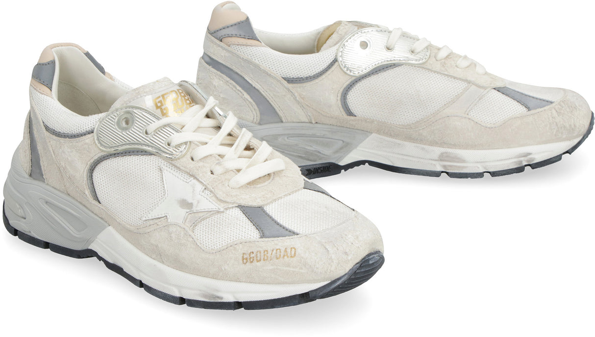 GOLDEN GOOSE Dad-Star Distressed Sneaker in White and Grey