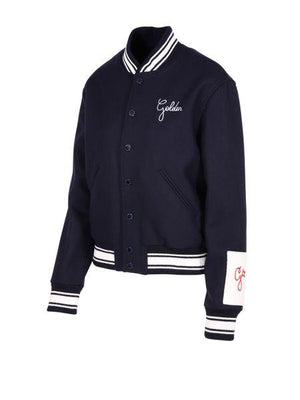 GOLDEN GOOSE Blue Bomber Jacket with Sporty-Stripe Details for Women