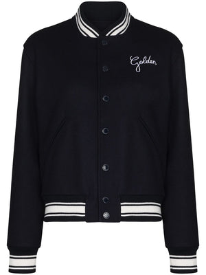 GOLDEN GOOSE Blue Bomber Jacket with Sporty-Stripe Details for Women