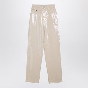 GOLDEN GOOSE Sequin Embellished Beige Trousers