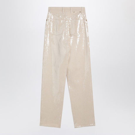 GOLDEN GOOSE Sequin Embellished Beige Trousers