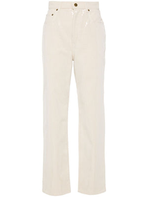 GOLDEN GOOSE Ecru Denim Pants with Star Studs