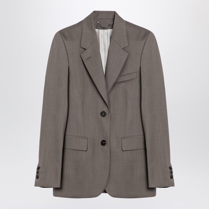 GOLDEN GOOSE Chic Greige Single-Breasted Wool Jacket