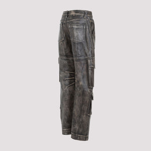 GOLDEN GOOSE Brown Leather Cargo Pocket Pants for Women in SS24