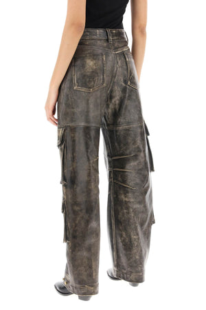 GOLDEN GOOSE Brown Leather Cargo Pocket Pants for Women in SS24