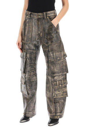 GOLDEN GOOSE Brown Leather Cargo Pocket Pants for Women in SS24