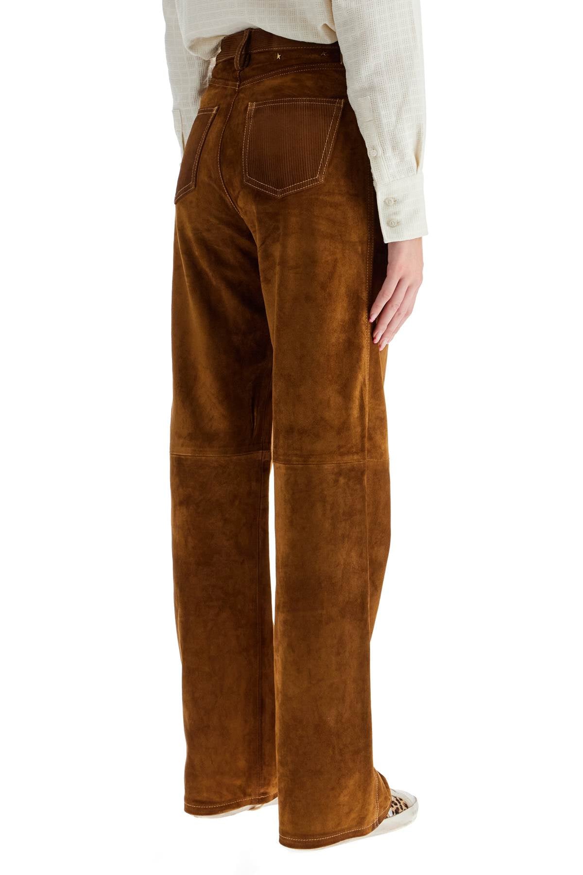 GOLDEN GOOSE Luxurious Suede Leather Straight-Leg Pants