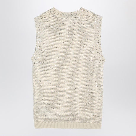 GOLDEN GOOSE Ivory Shimmer Knit Vest