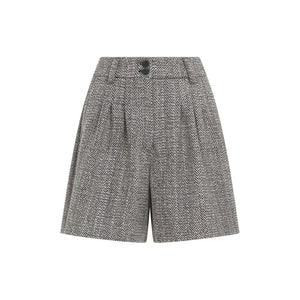 GOLDEN GOOSE Herringbone Pleated Mini Short Pants