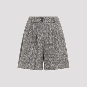 GOLDEN GOOSE Herringbone Pleated Mini Short Pants