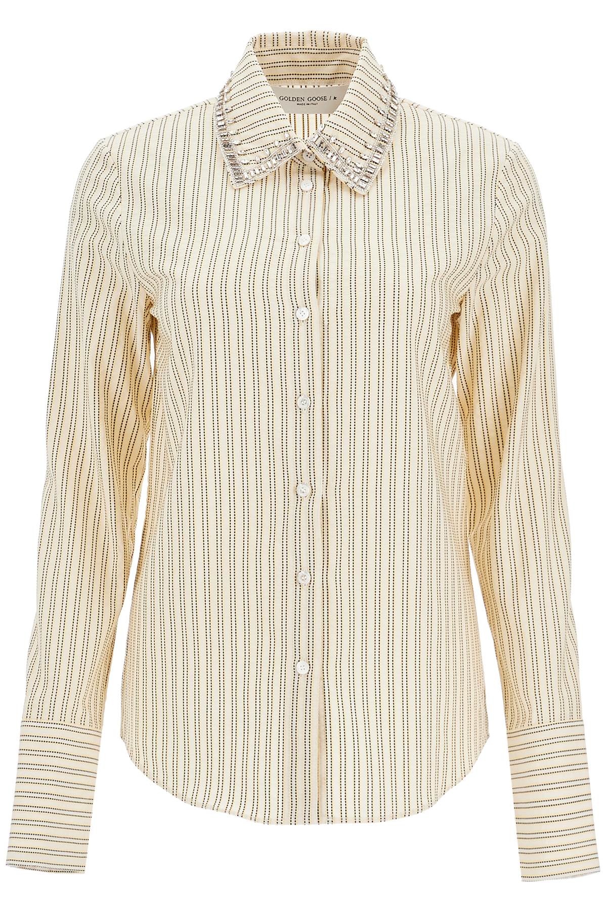 GOLDEN GOOSE Crystal-Embellished Striped Long-Sleeve Shirt