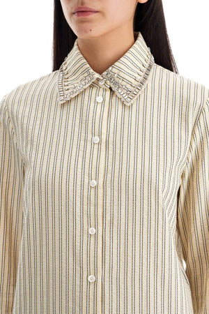 GOLDEN GOOSE Crystal-Embellished Striped Long-Sleeve Shirt