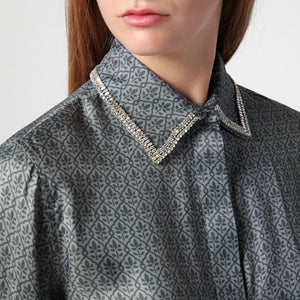 GOLDEN GOOSE Silk Blend Floral Shirt with Embroidered Collar