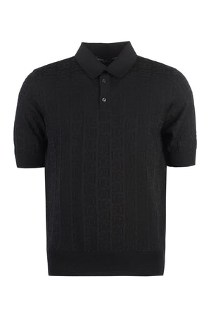 DOLCE & GABBANA Men's Jacquard Knit Polo Shirt in Black - FW23