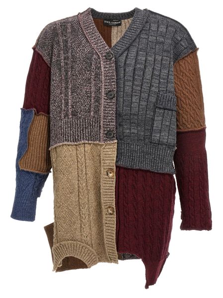 DOLCE & GABBANA Patchwork Raffia Cardigan for Men