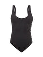 MONCLER Zip-Neck Logo Print One Piece Swimsuit