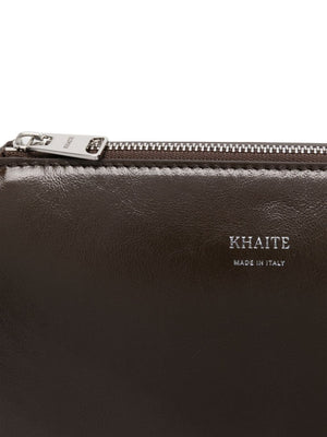 KHAITE Elegant Medium Leather Crossbody Bag in Chocolate Brown