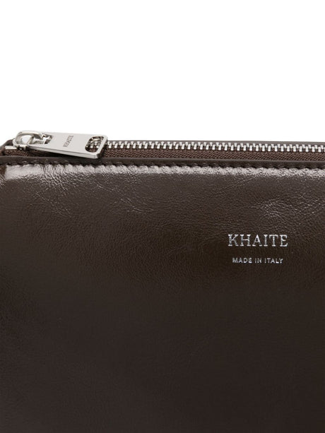 KHAITE Elegant Medium Leather Crossbody Bag in Chocolate Brown