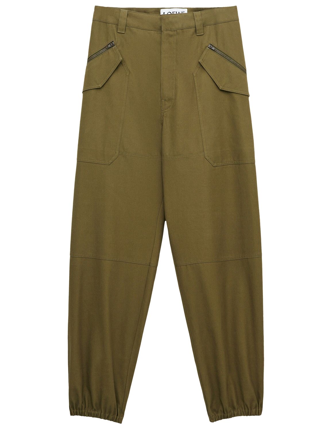 LOEWE Green Cargo Pants in 100% Cotton for Men - SS24