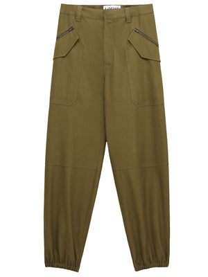 LOEWE Green Cargo Pants in 100% Cotton for Men - SS24