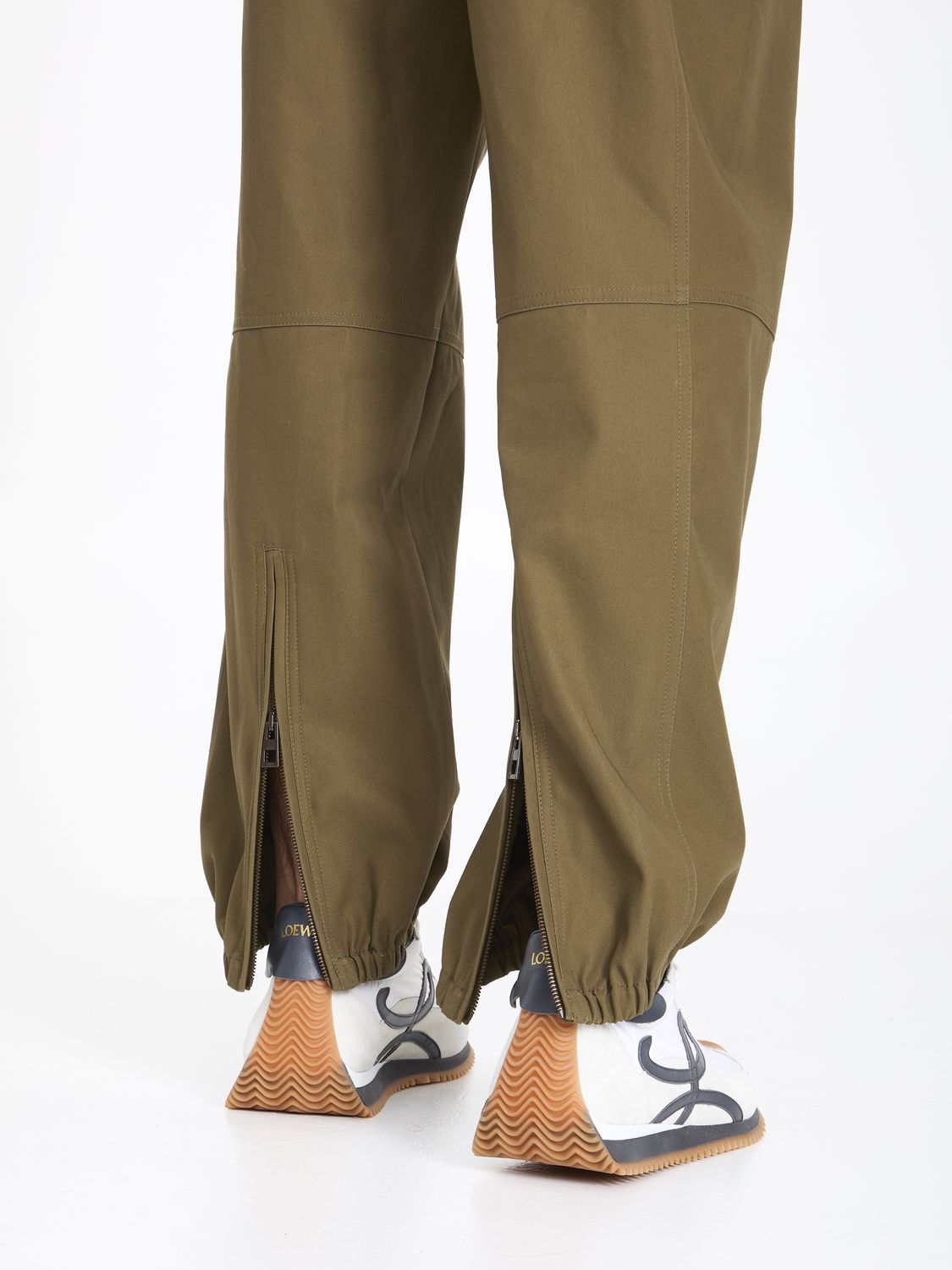 LOEWE Green Cargo Pants in 100% Cotton for Men - SS24