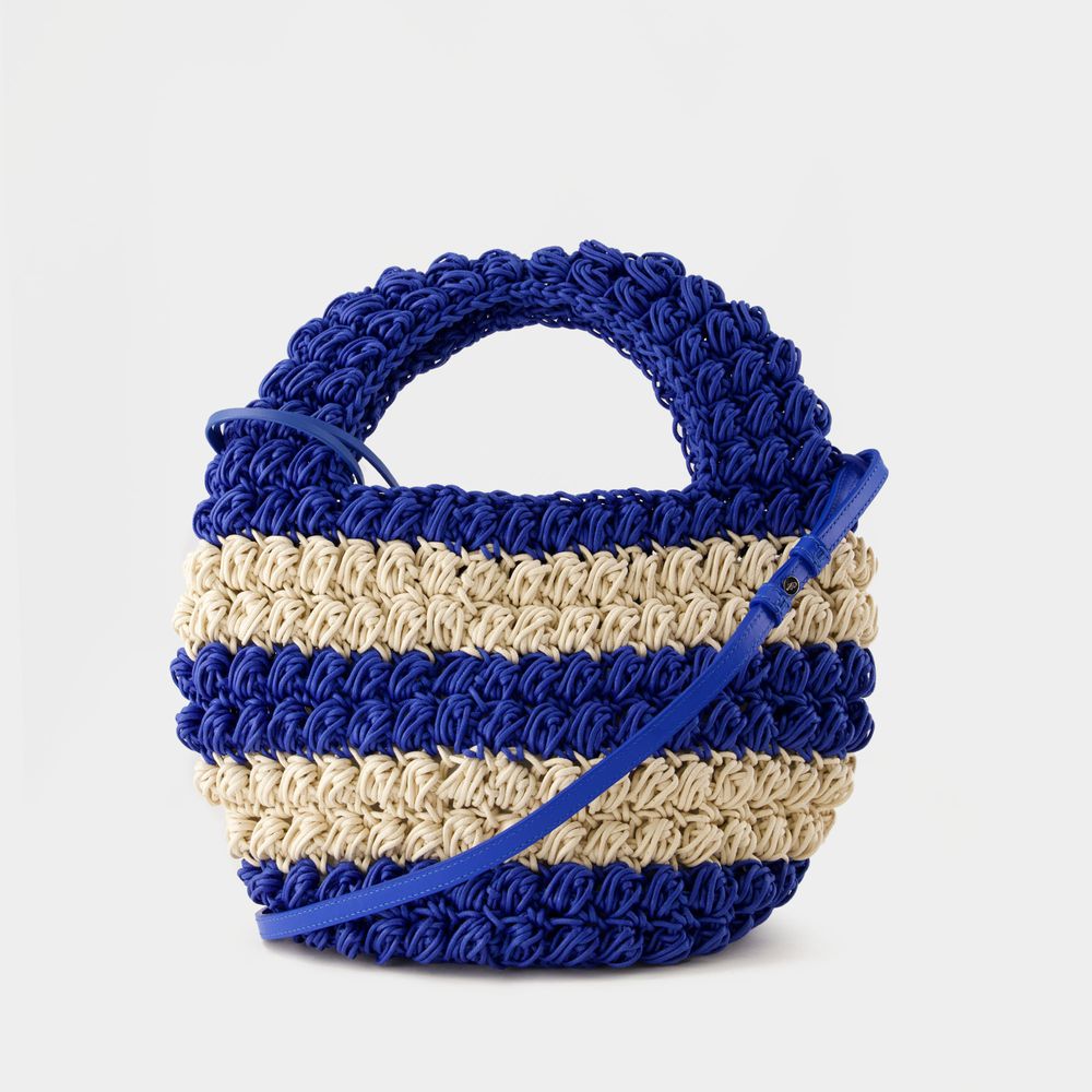 JW ANDERSON Navy Waxed Cotton Popcorn Basket Handbag for Women