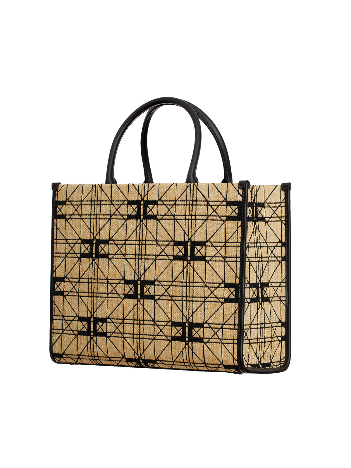 ELISABETTA FRANCHI Chic Beige Raffia Tote Bag