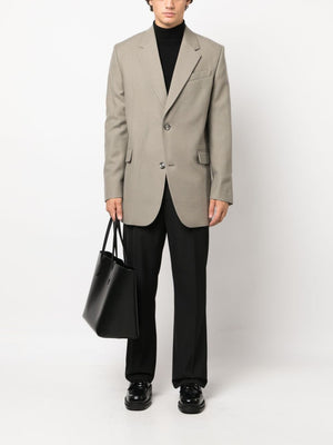 AMI PARIS Men's Wide Single-Breasted Taupe Jacket in Wool for FW23