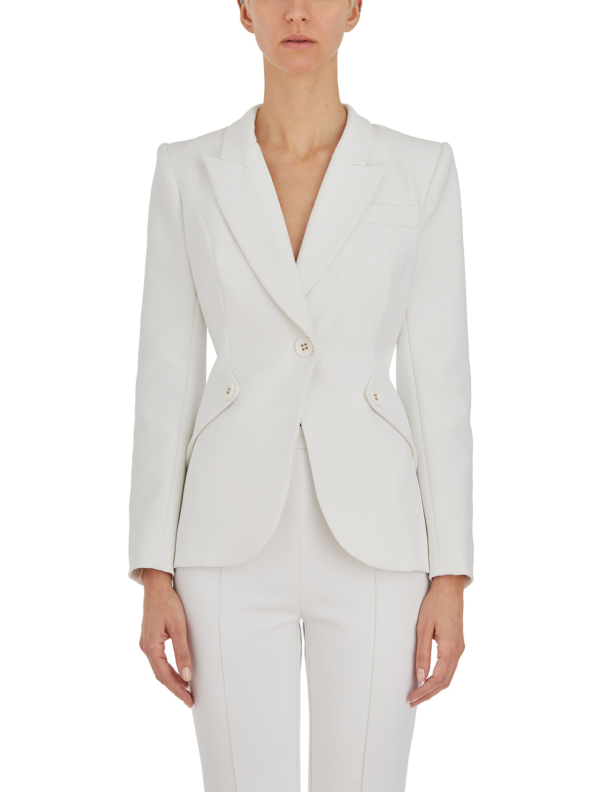 ELISABETTA FRANCHI Ivory One-Button Monopetto Jacket for Women