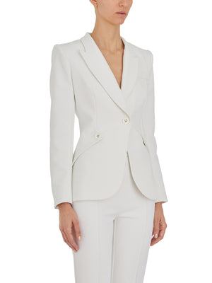 ELISABETTA FRANCHI Ivory One-Button Monopetto Jacket for Women