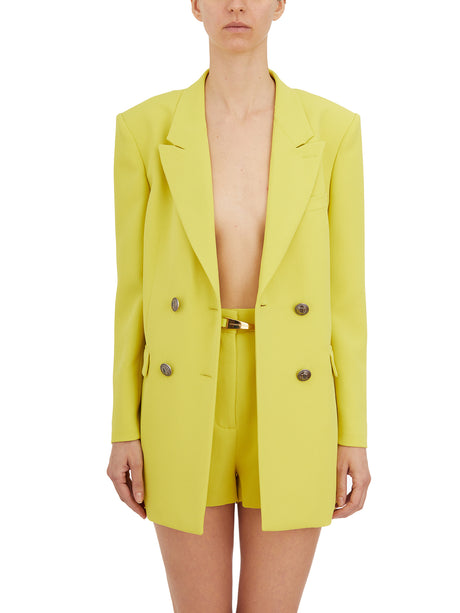 ELISABETTA FRANCHI Double-Breasted Peak Lapel Jacket in Yellow for Women - SS24 Collection